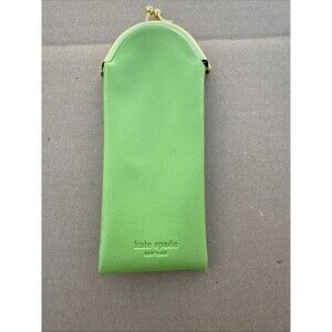 Vtg Kate Spade Wink Wink Green/Gold Eyeglass Case 804167 Kiss Snap Closure Y2K